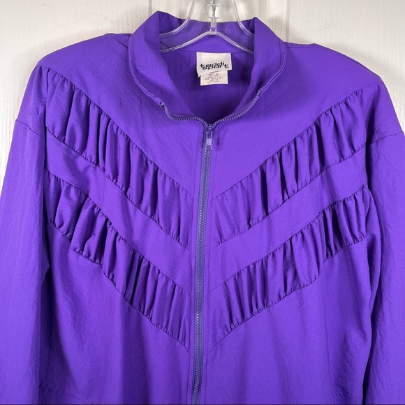 Vintage Teddi Sport Purple Lightweight Jacket Shoulder Pads NWT Sz M - Picture 12 of 12